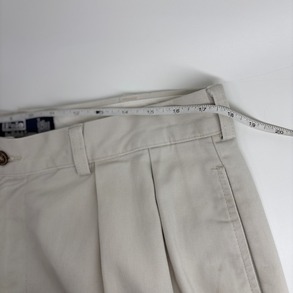 Vintage Polo Ralph Lauren Andrew Pant 36px30 Double Pleated Chino Pants Cream - Picture 10 of 15